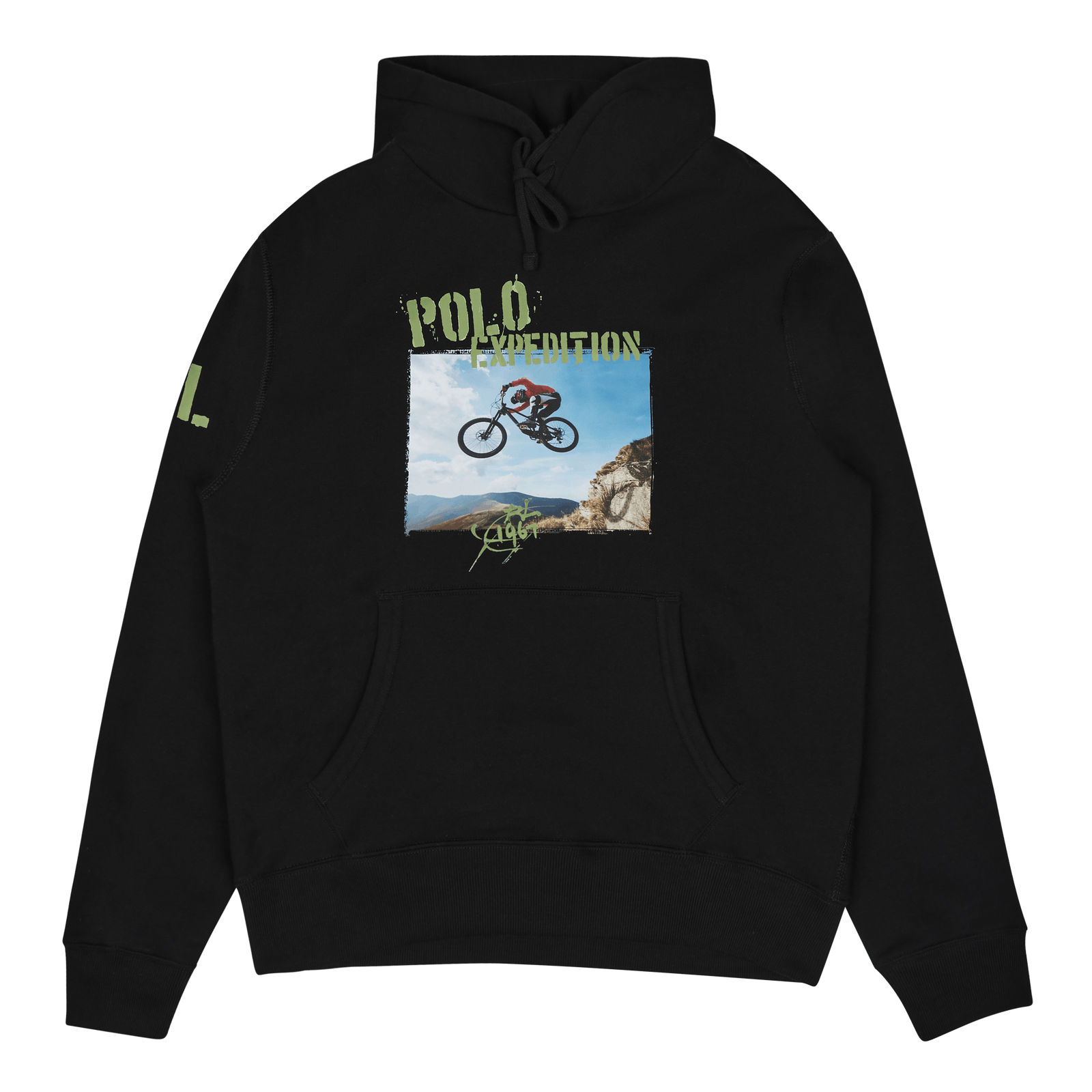 Fleece Graphic Hoodie Polo Black