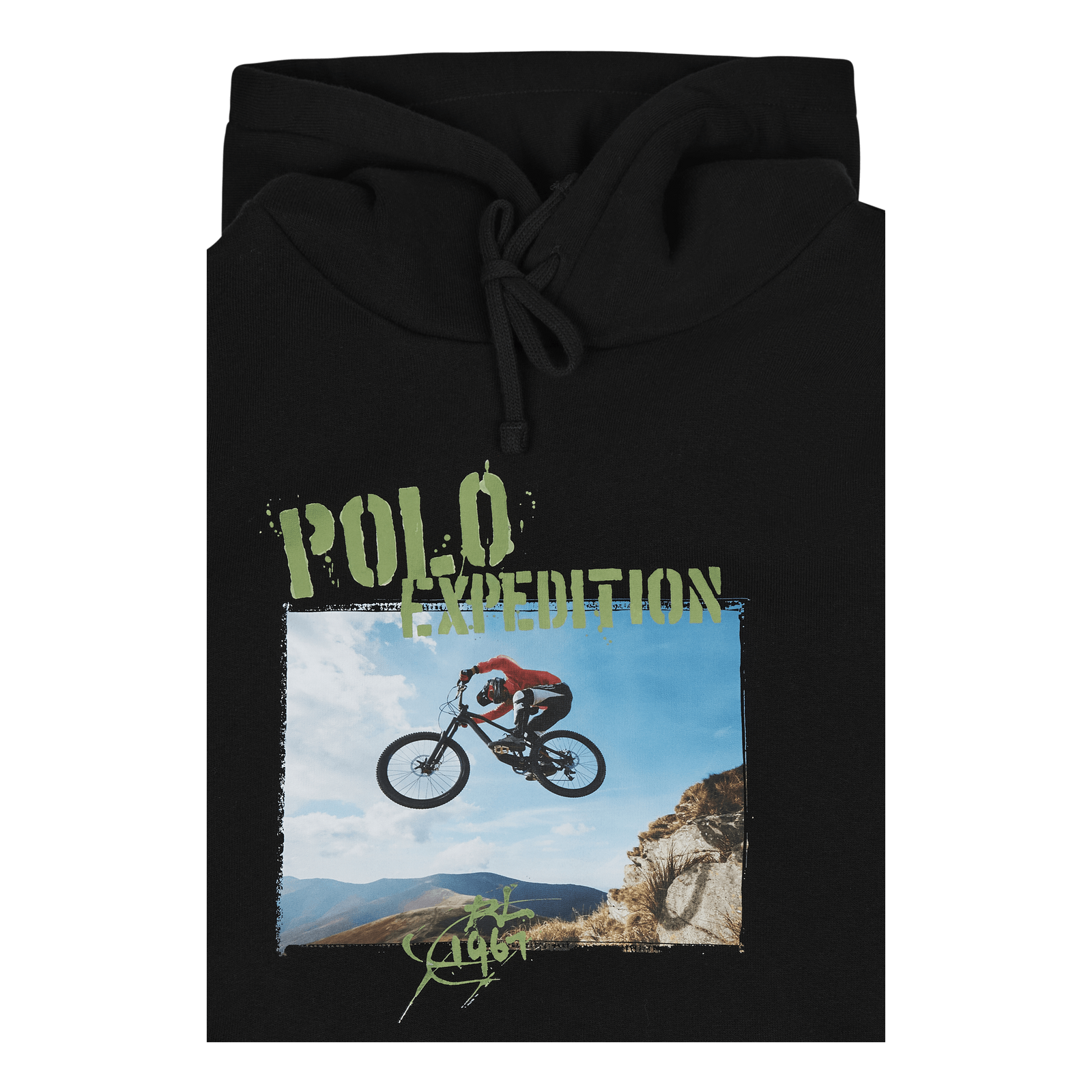 Fleece Graphic Hoodie Polo Black