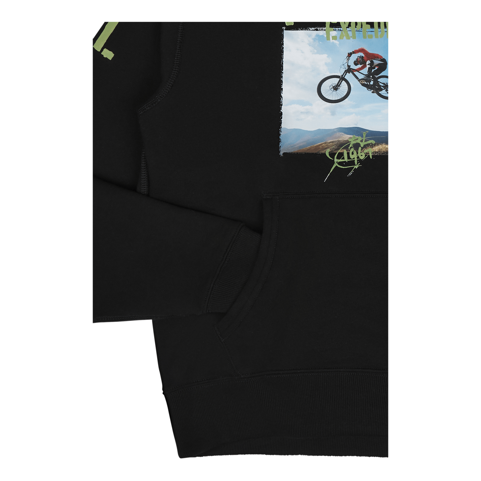 Fleece Graphic Hoodie Polo Black