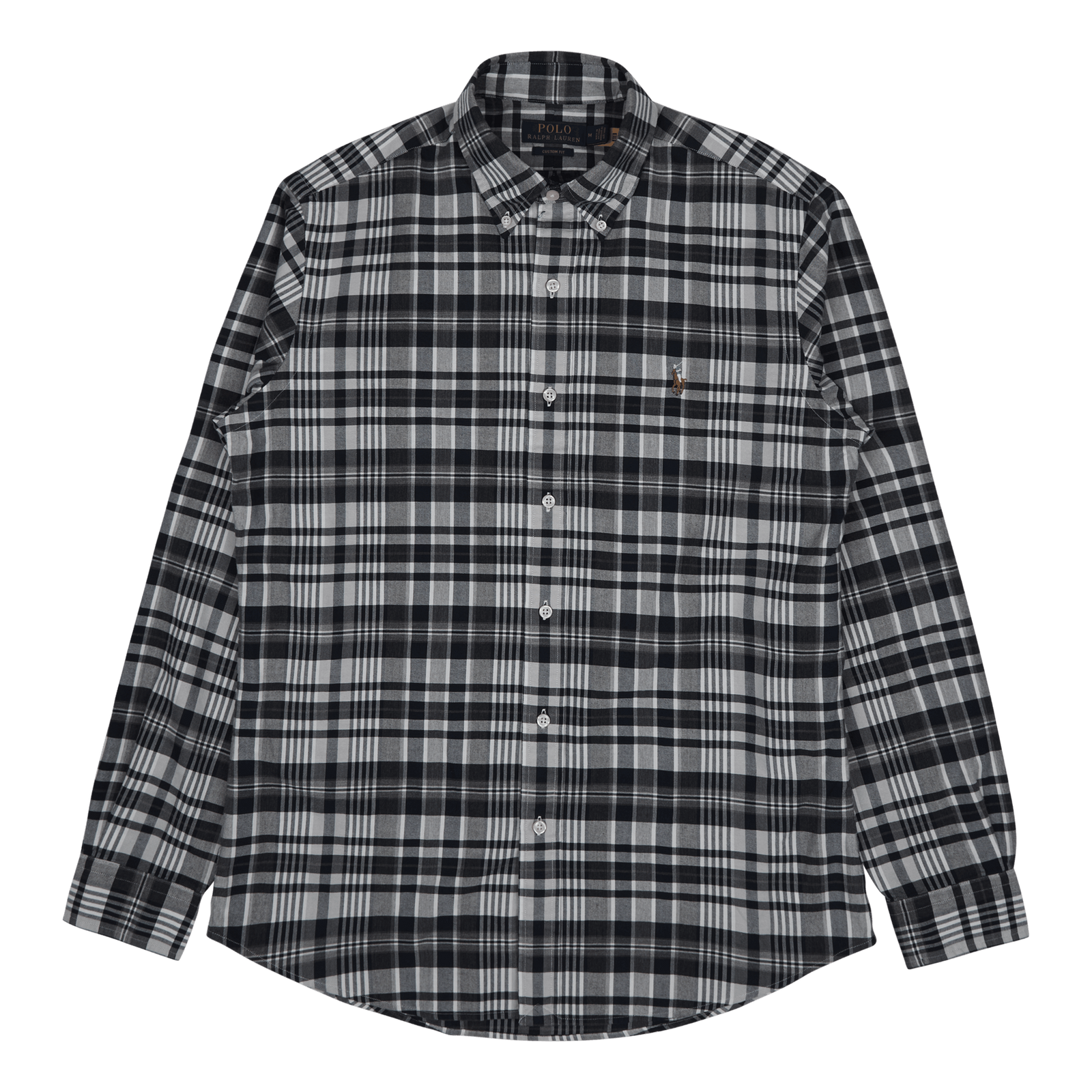 Custom Fit Plaid Oxford Shirt Grey Heather / Navy Multi