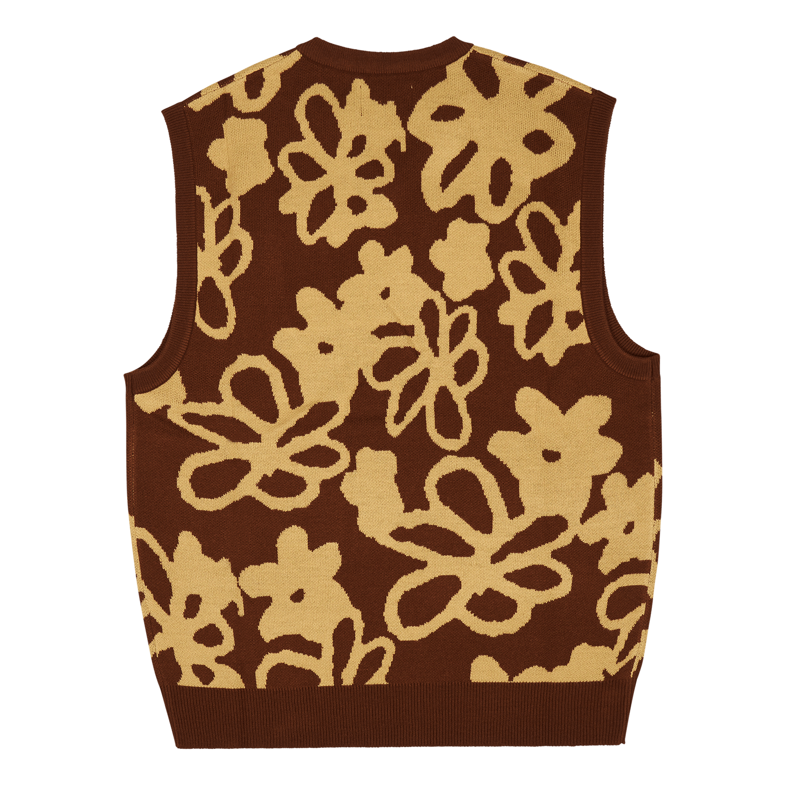 Flowers Knit Vest Brown