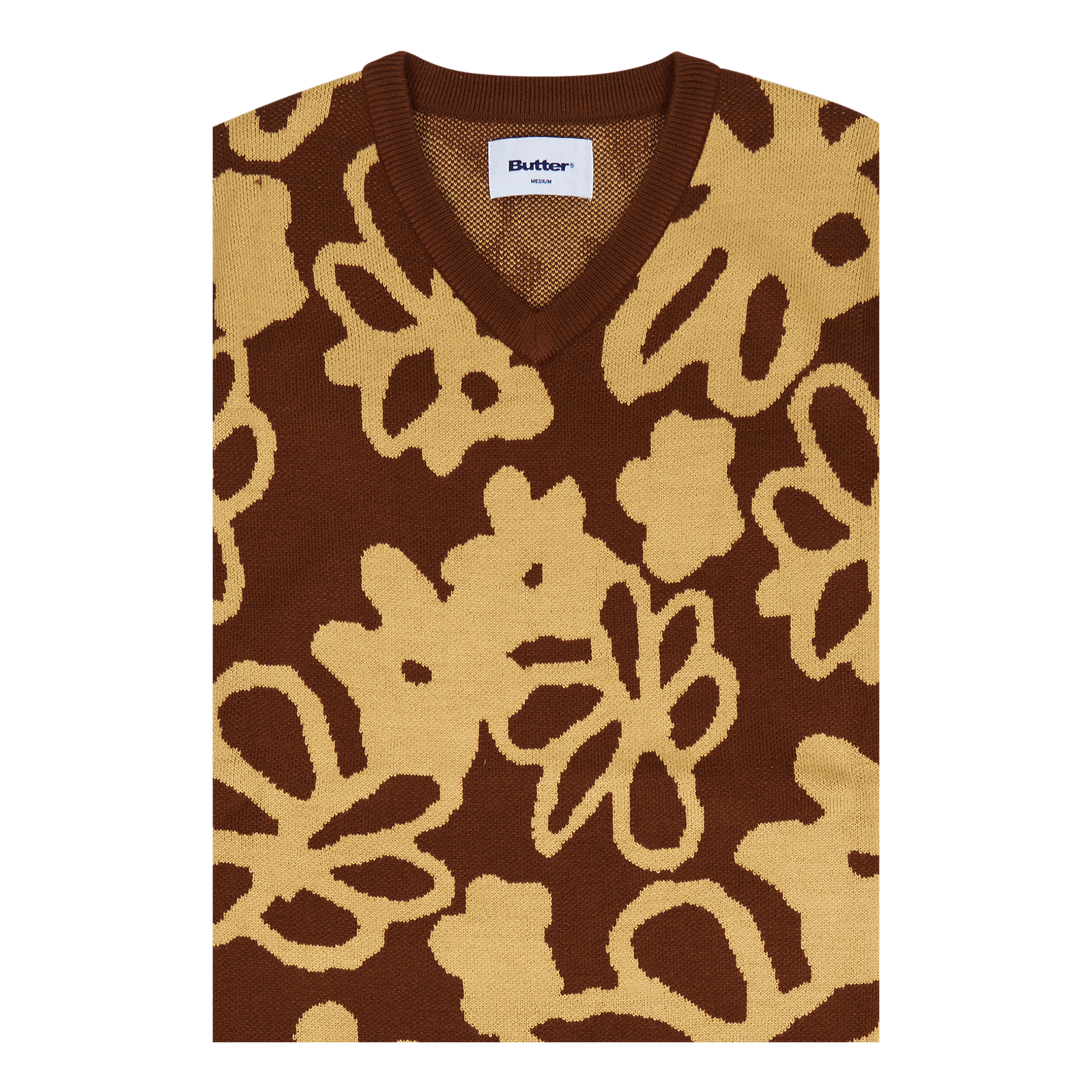 Flowers Knit Vest Brown