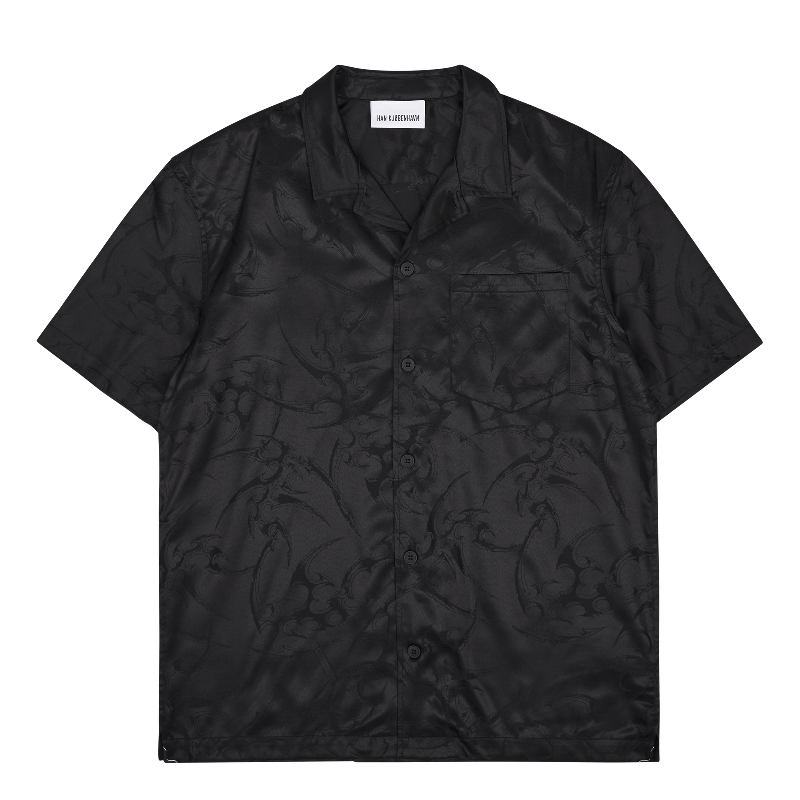 Jacquard Summer Shirt Short Sl Black