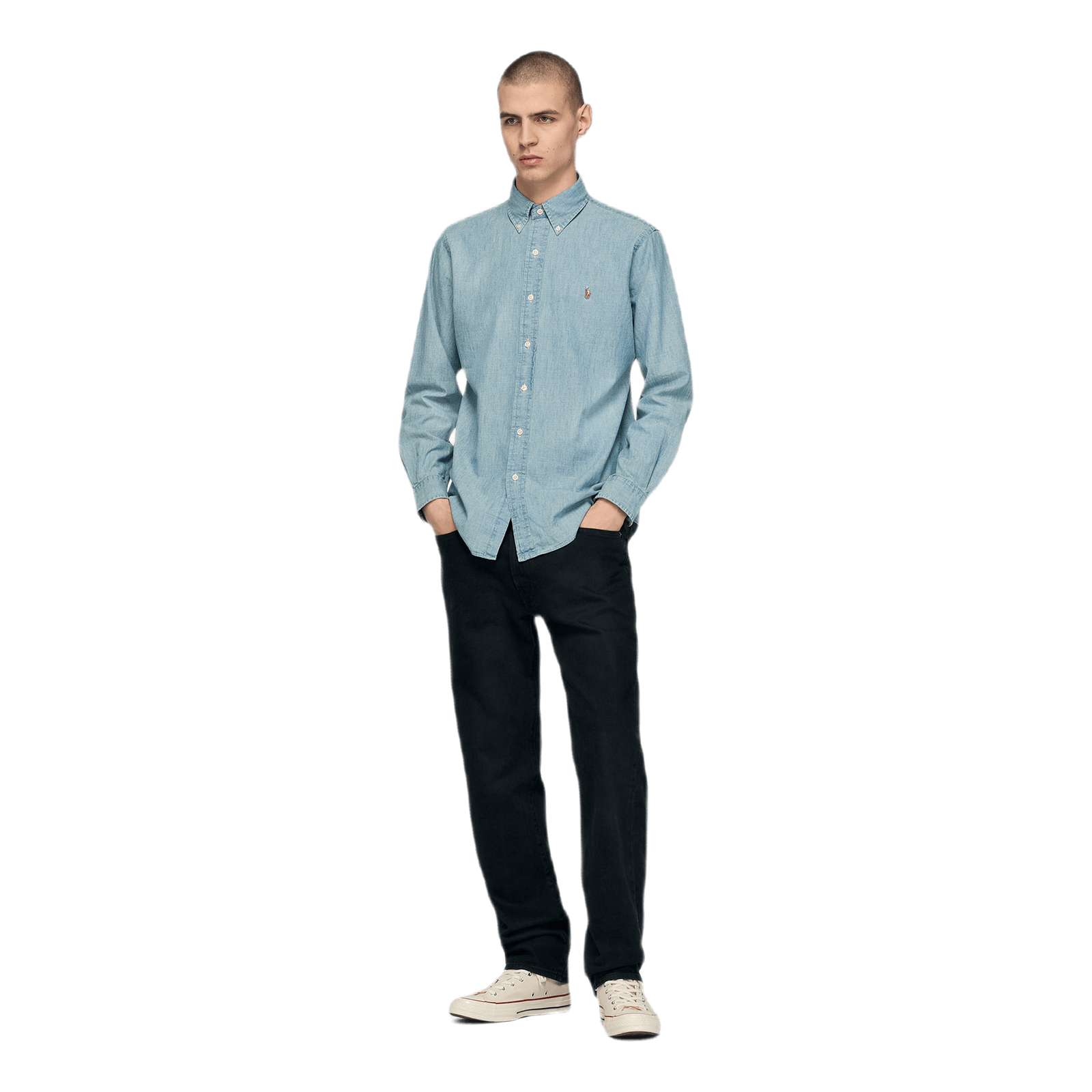 Custom Fit Chambray Shirt Blue