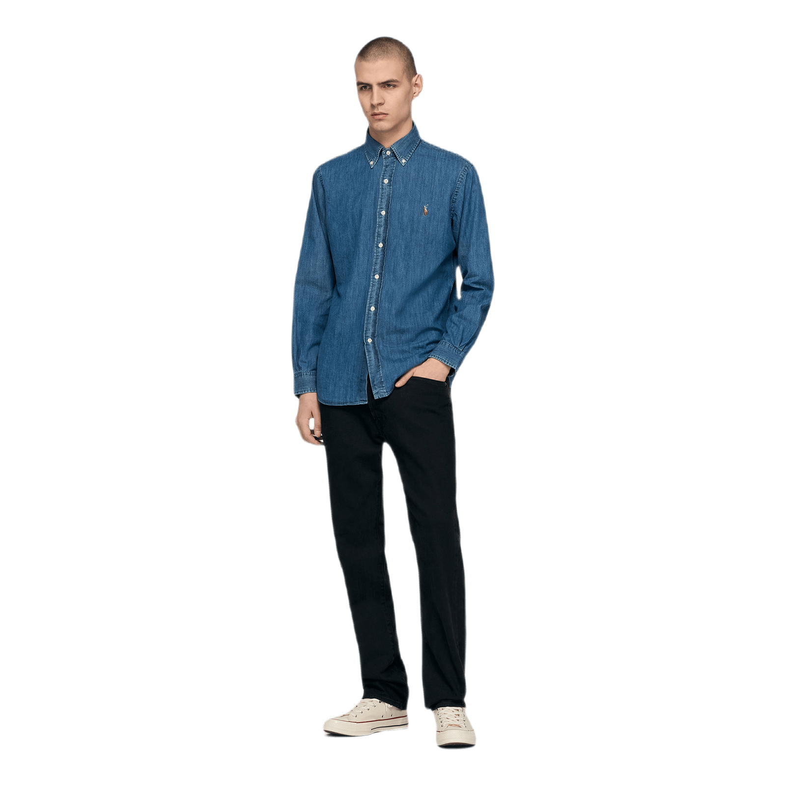 Custom Fit Denim Shirt Blue