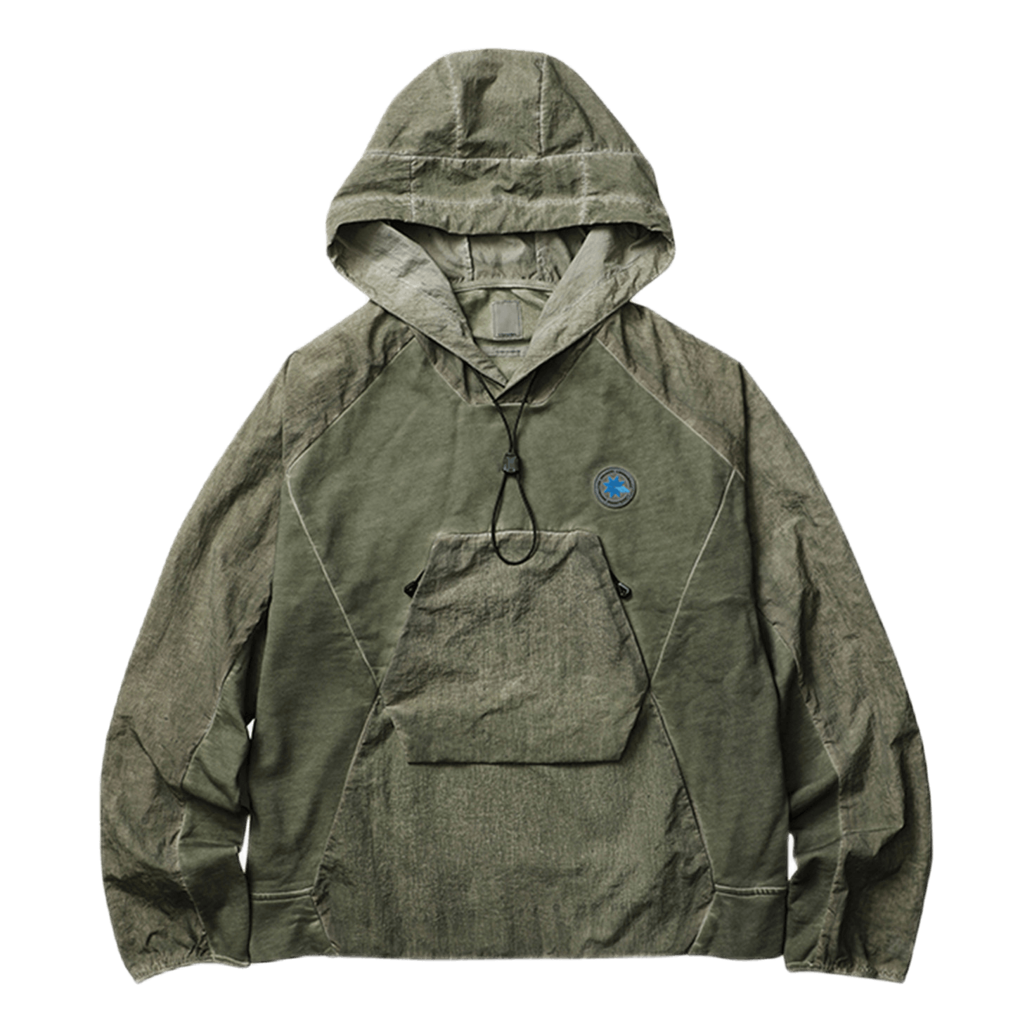 Overdyed Nylon Sleeves Hoodie Green