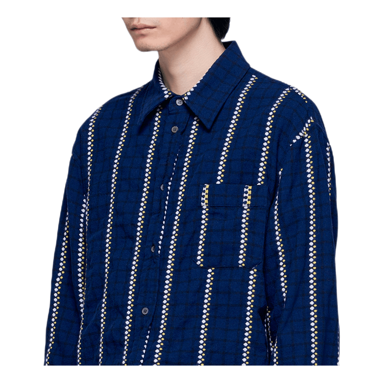 Patterned Light Flannel Shirt Blue