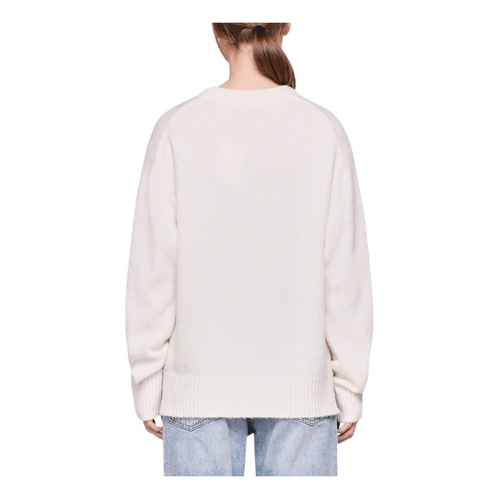 Brushed Alpaca Open Sweater White