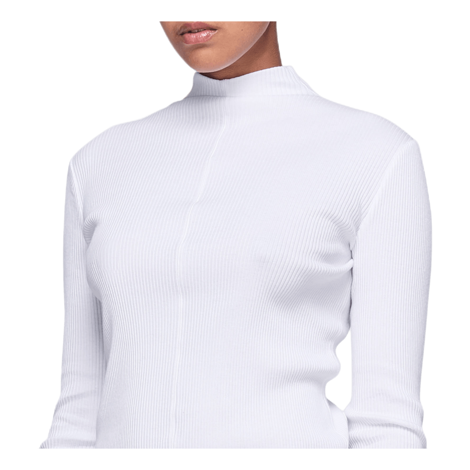 High Neck Rib Top White