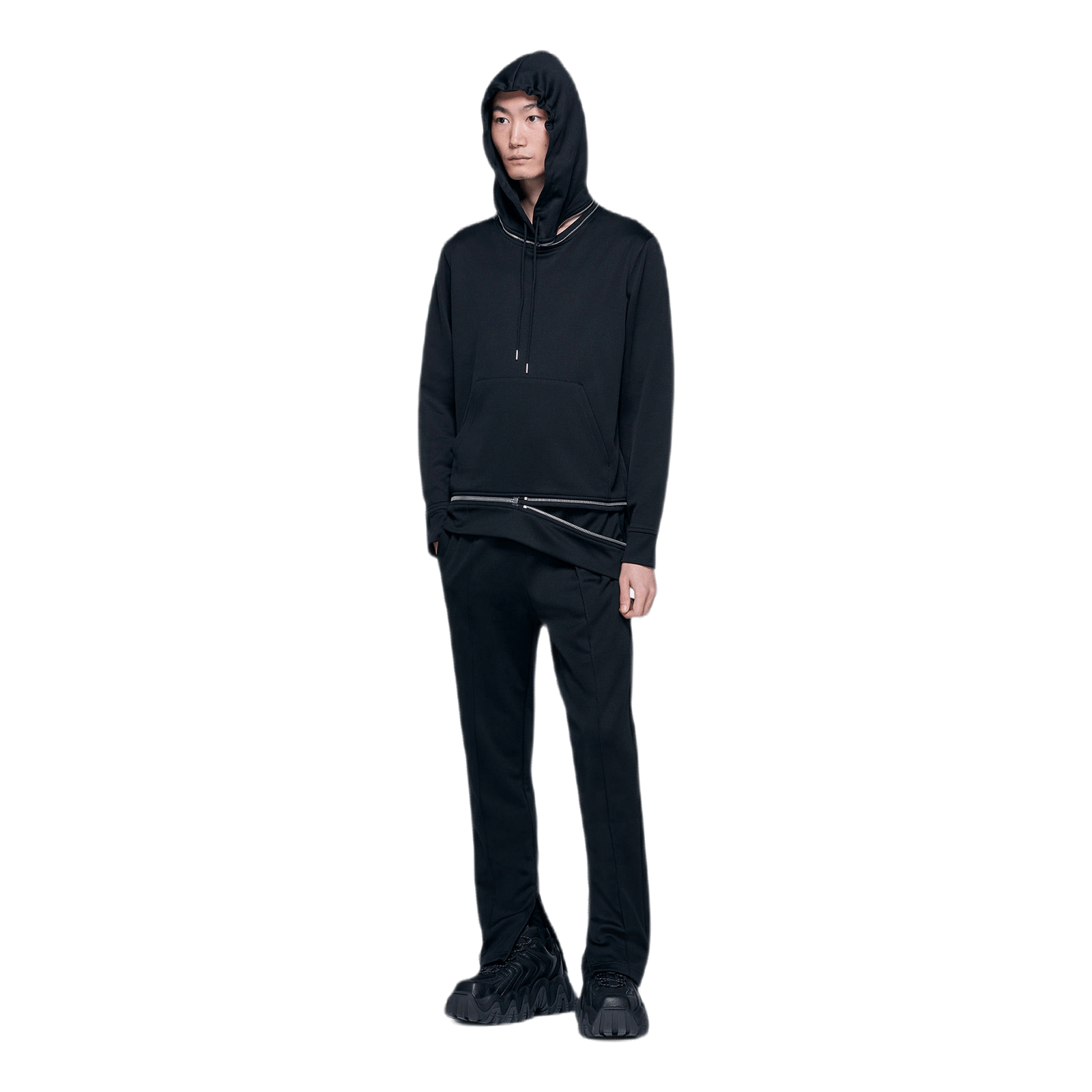 Zip Away Hoodie Black