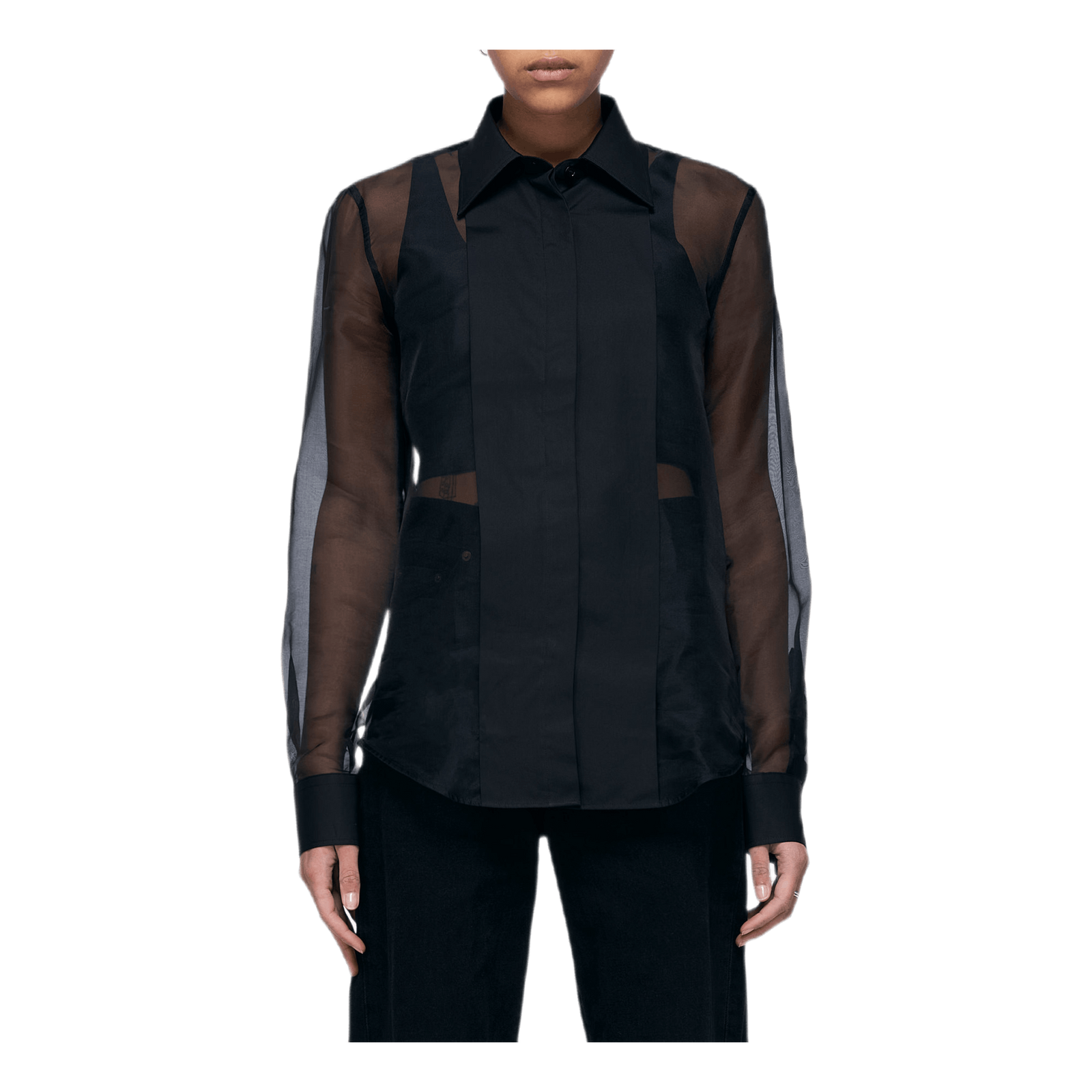Sheer Tux Shirt Black
