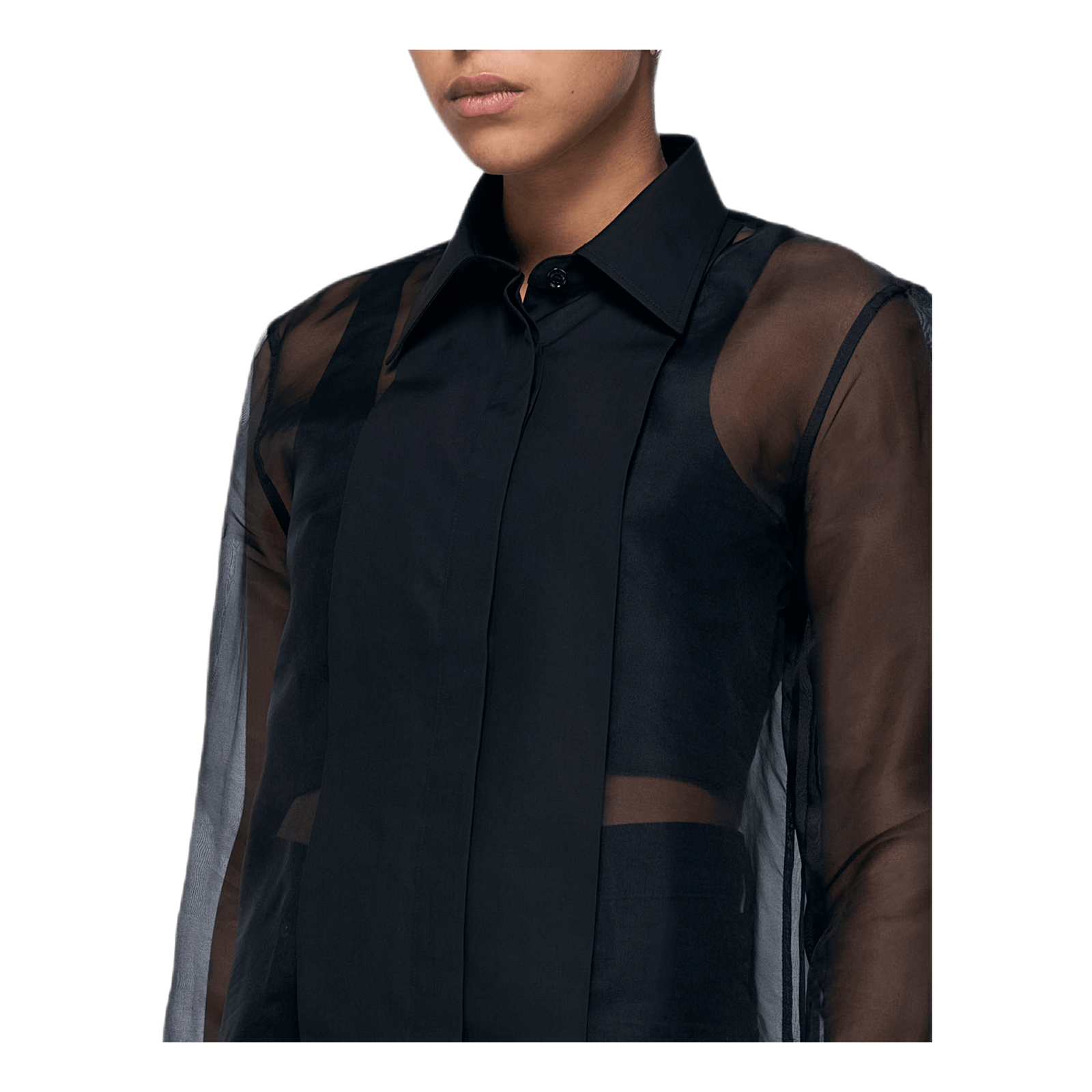 Sheer Tux Shirt Black