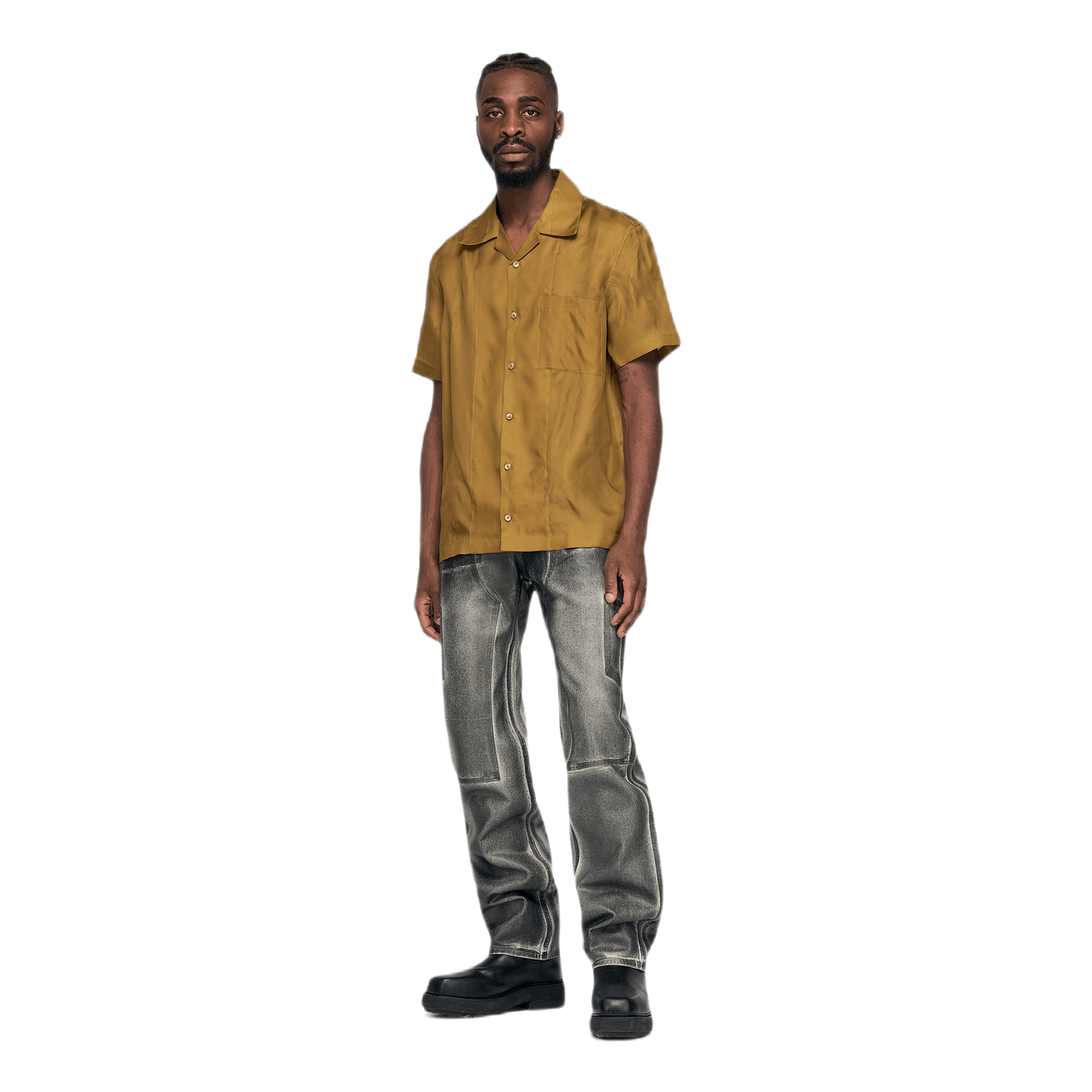 Satin Organza Shirt Khaki