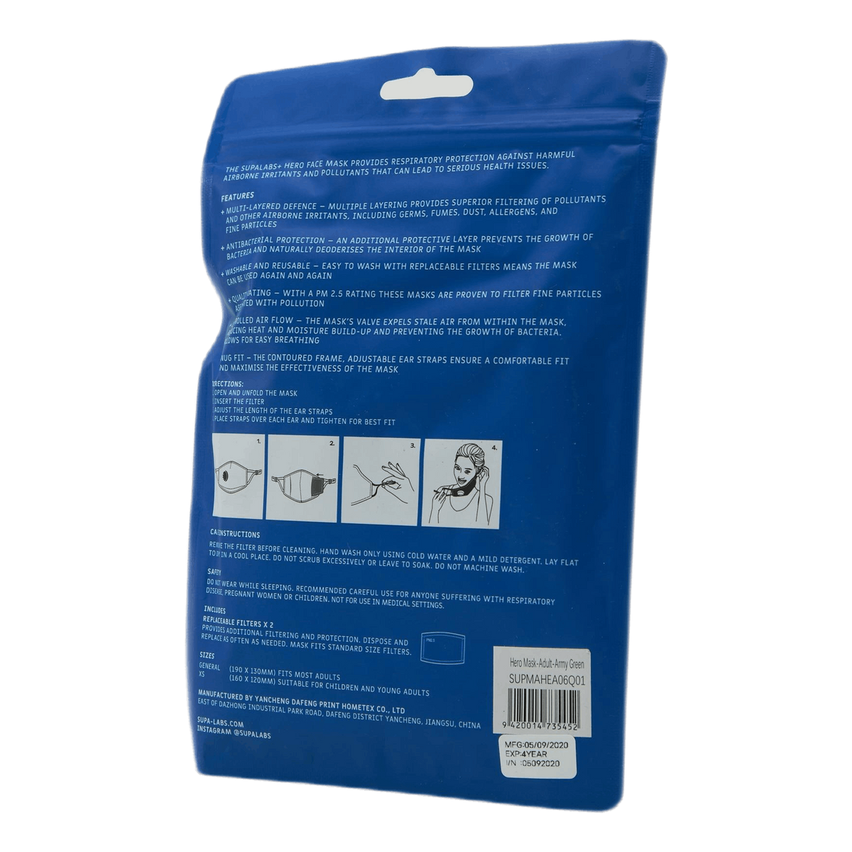 Li Adult Hero Mask Army Green Army Green