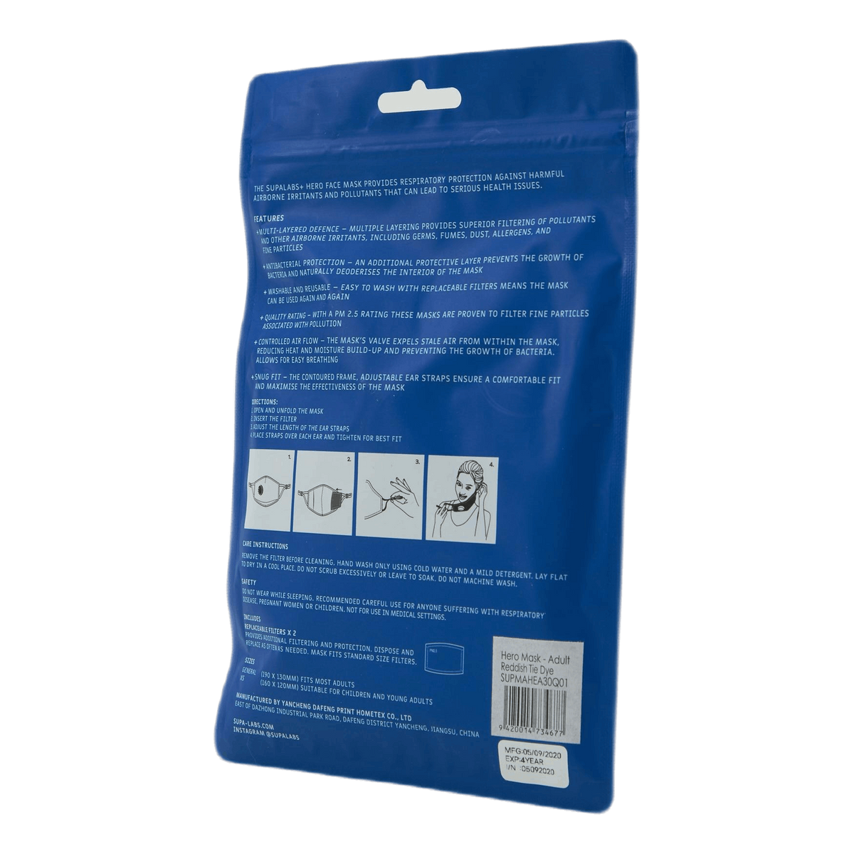 Li Adult Hero Mask Reddish Tie Reddish Tie Dye