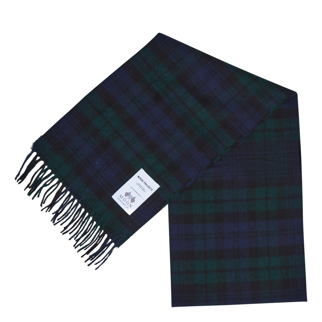 Moon Checked Lambswool Scarf Black Watch Check