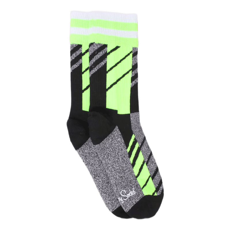 Scattered Stripe Crew Sock Black