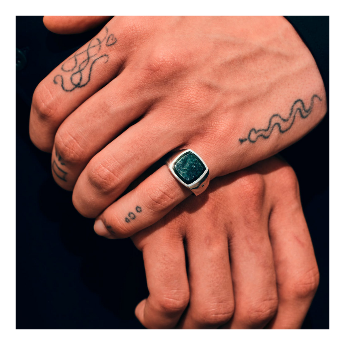 Cushion Green Marble (m) 925 Sterling Silver