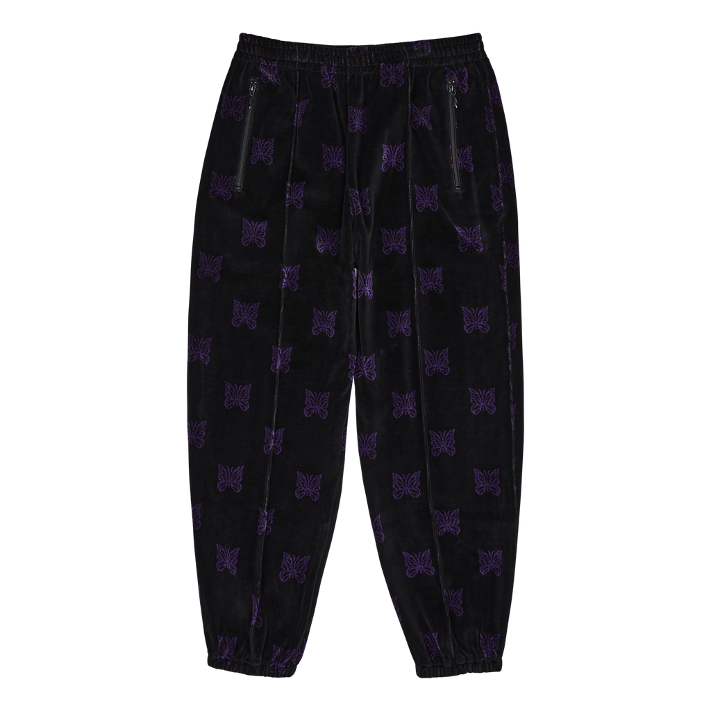 Purple and discount black track pants