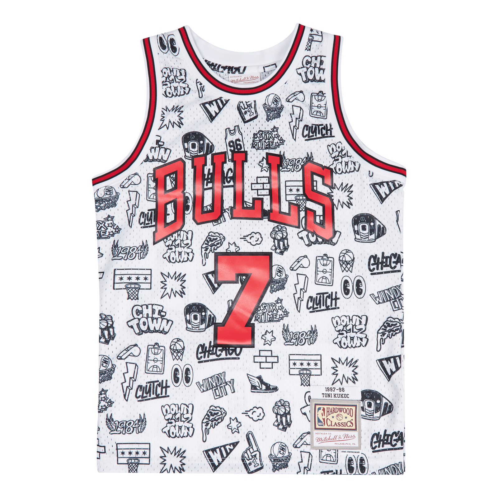 Bulls Doodle Swingman Jersey - Toni Kukoc