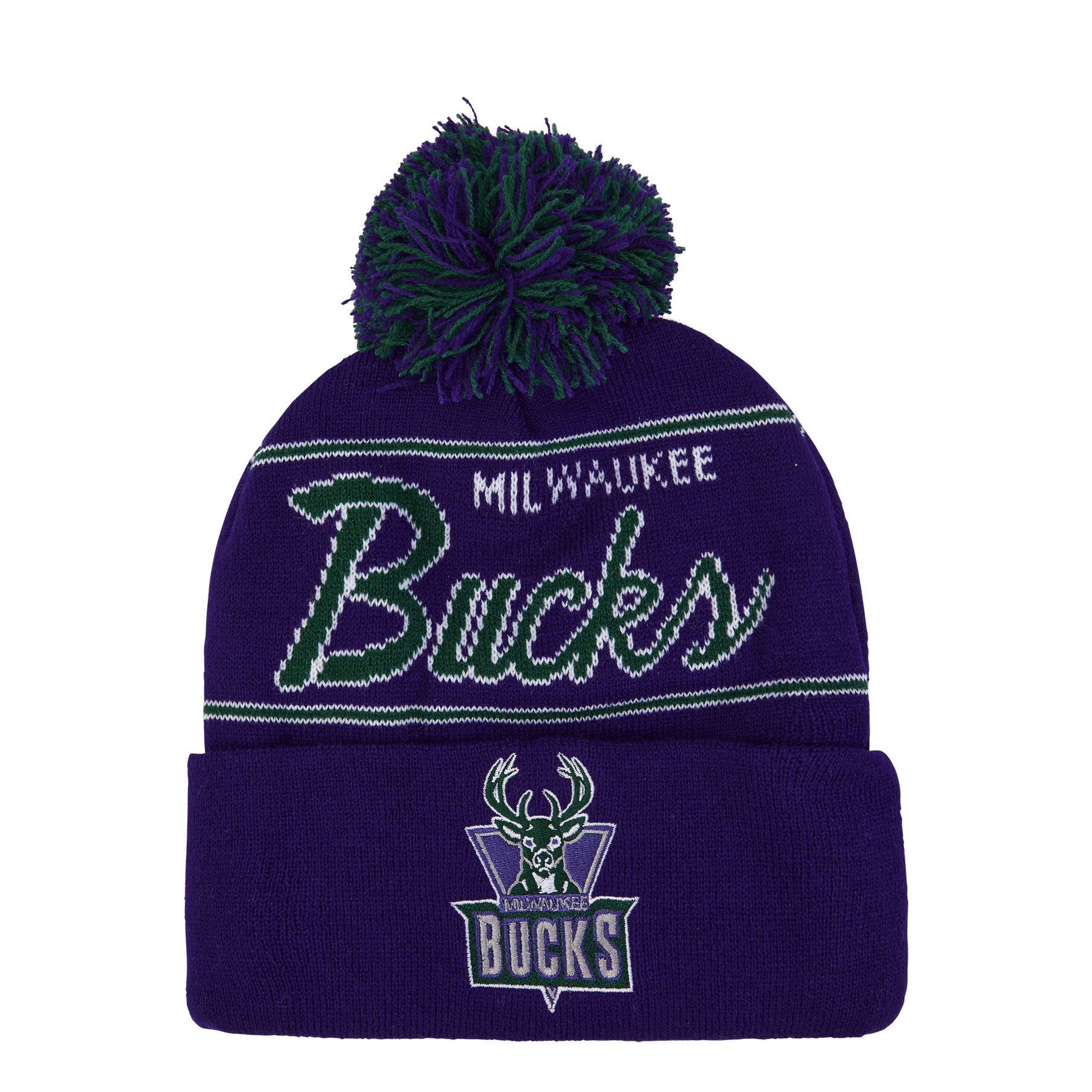 Bucks Script Pom Beanie HWC