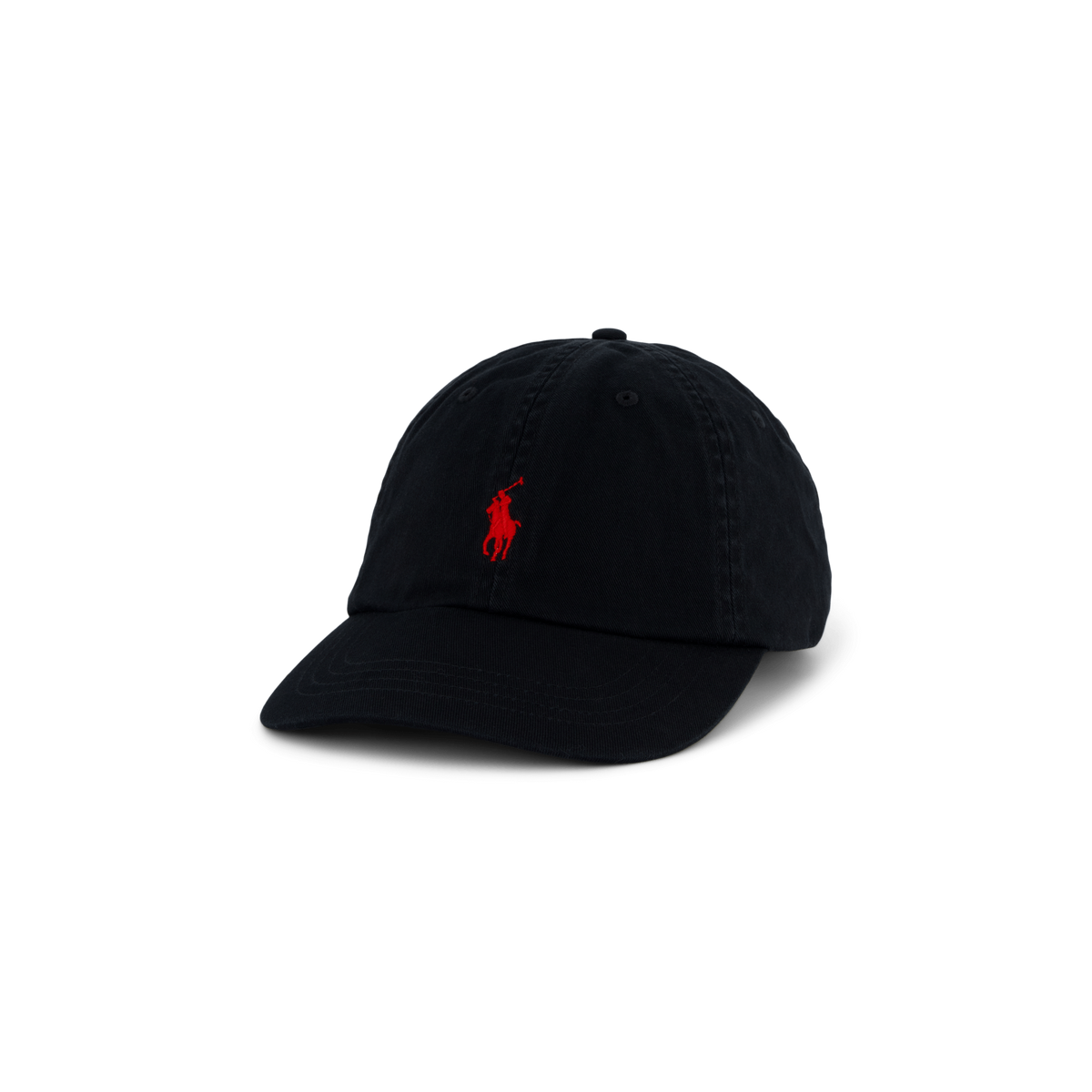 Cotton Chino Ball Cap Polo Black /  RL2000 Red