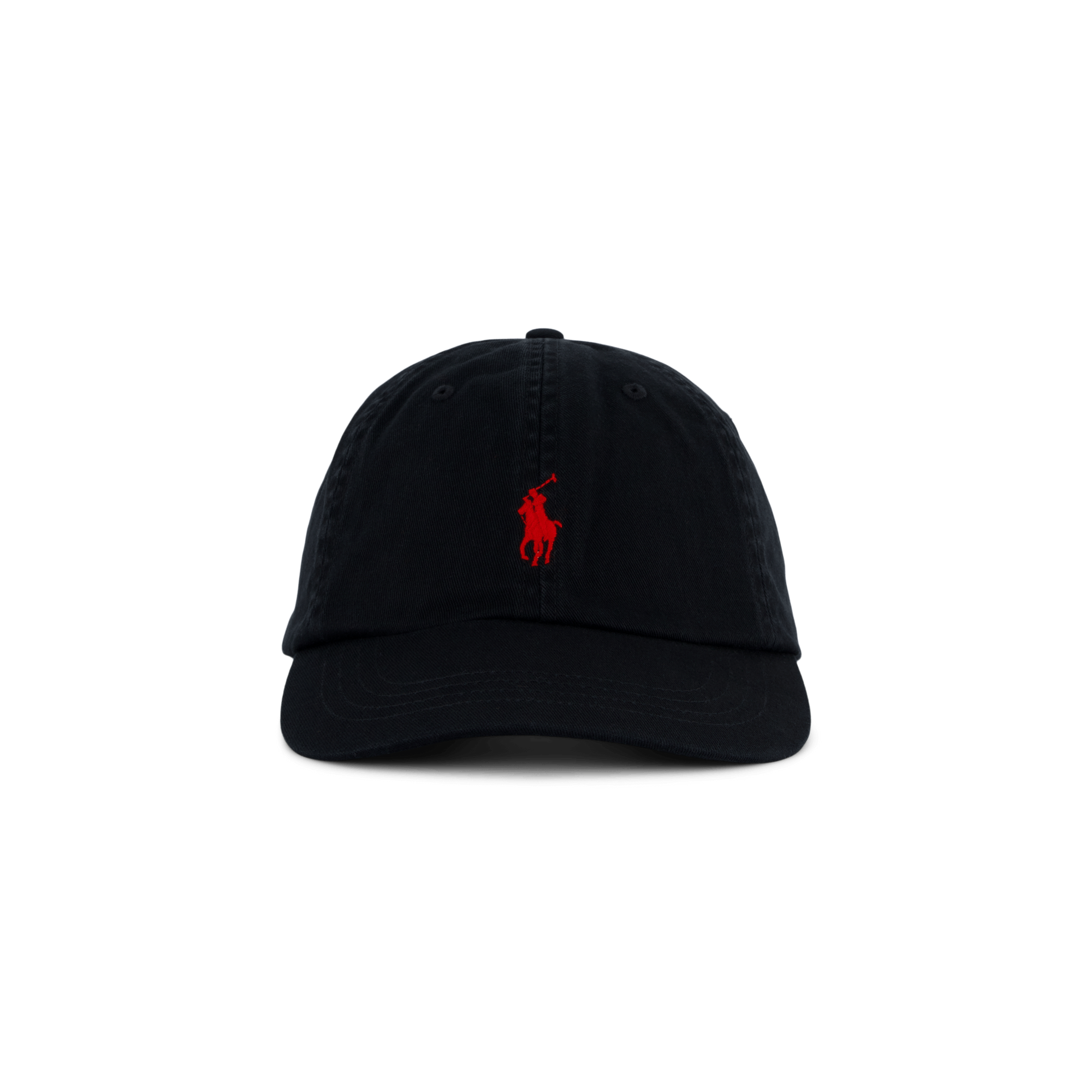 Cotton Chino Ball Cap Polo Black /  RL2000 Red