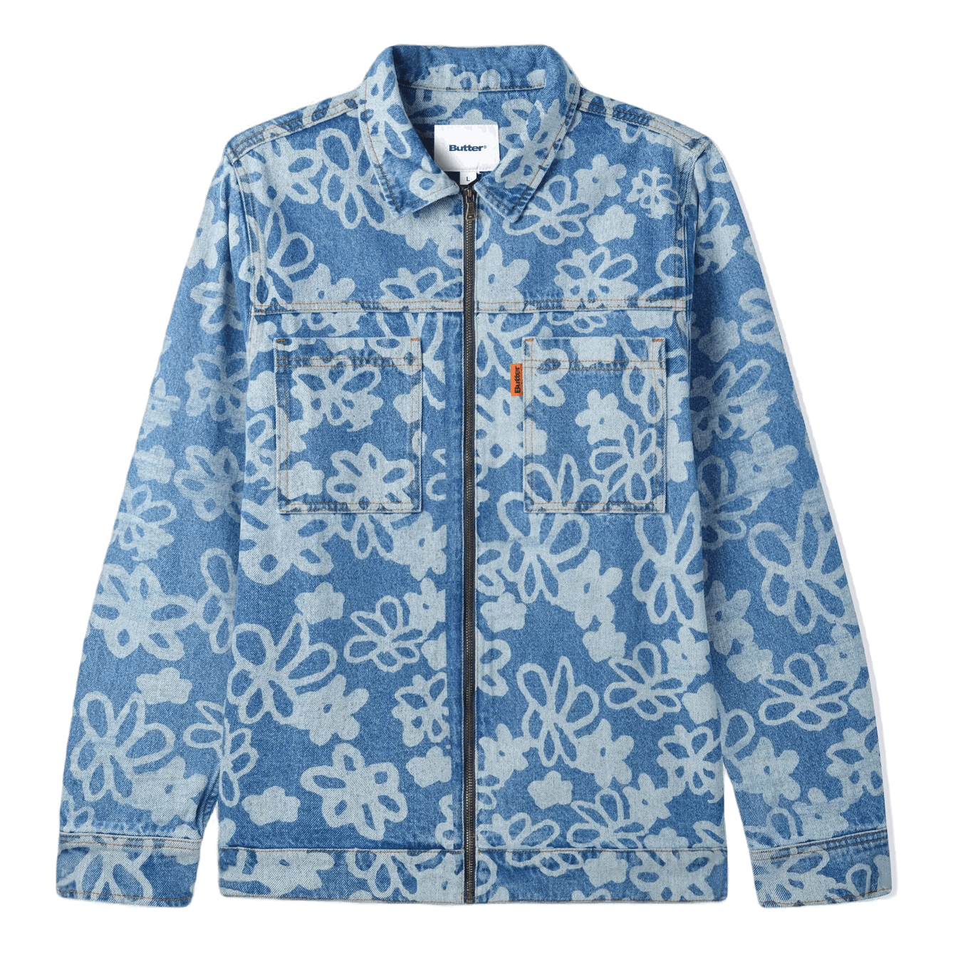 Flowers Denim Jacket Washed Indigo