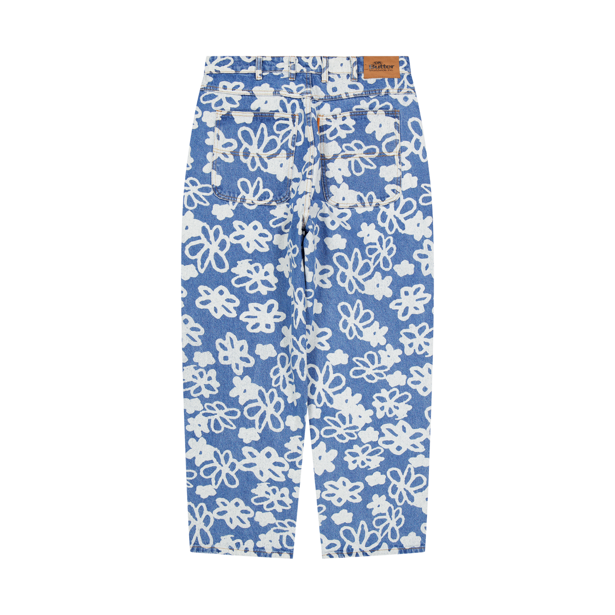 Flowers Denim Pants Washed Indigo