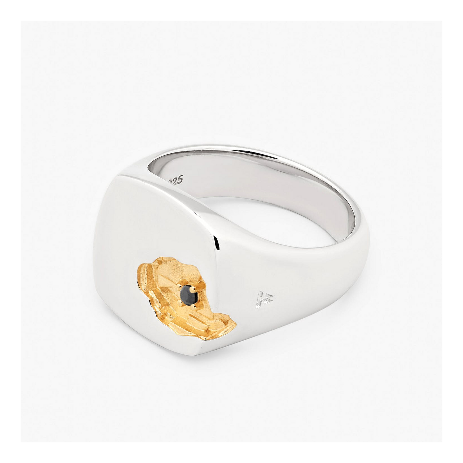 Mined Ring Large Black Diamond Gold