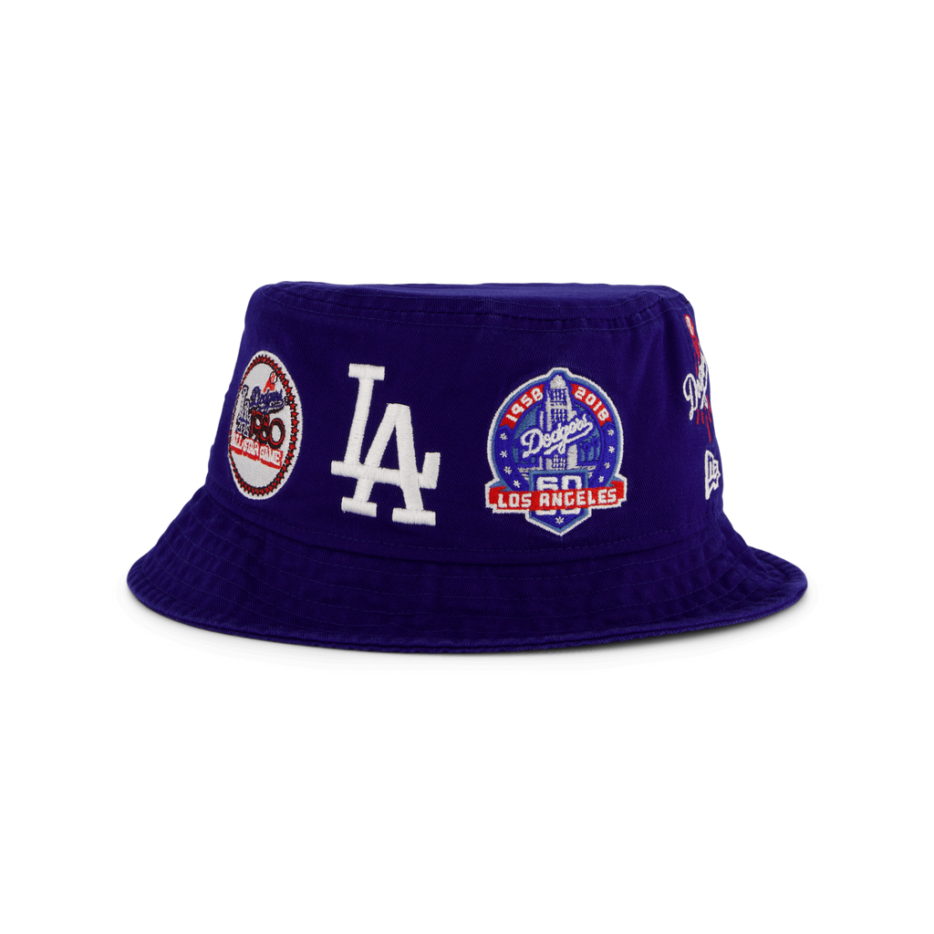 New Era Bucket Mlb La Dodgers Patch Bucket Hat In Blue,multi