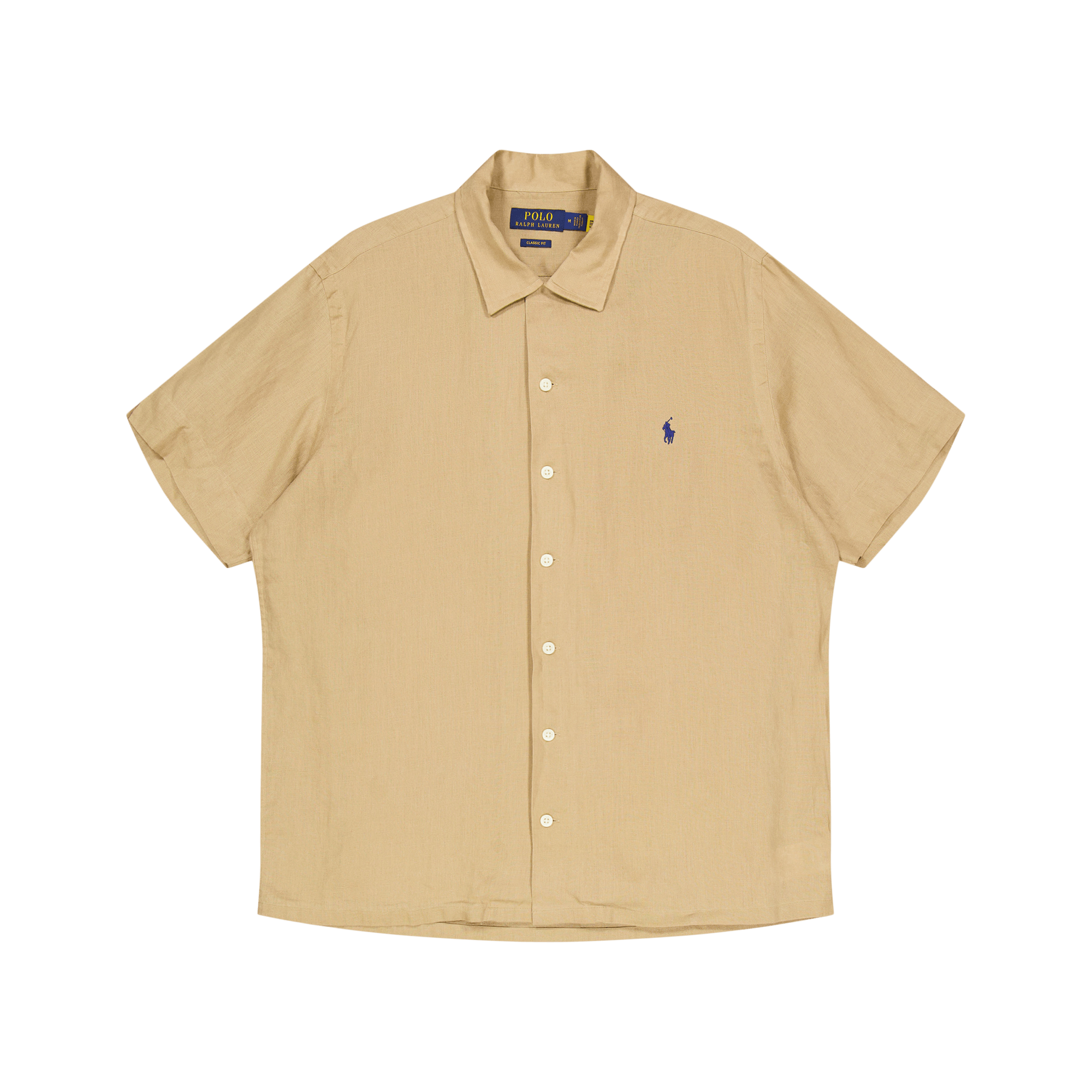 Classic Fit Linen Camp Shirt Vintage Khaki