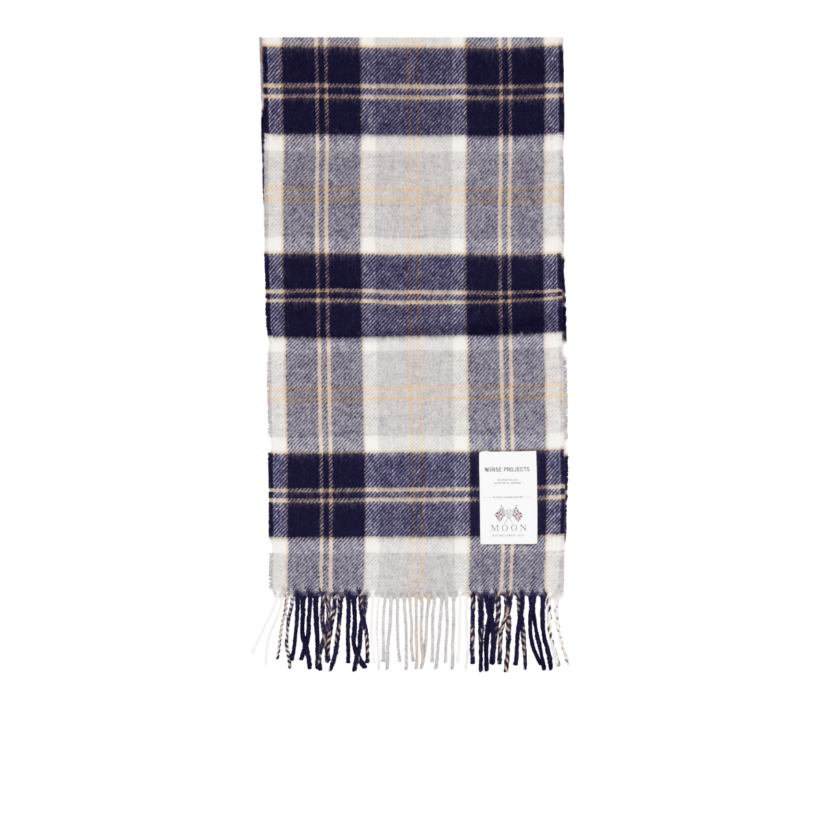 Moon Checked Lambswool Scarf Navy