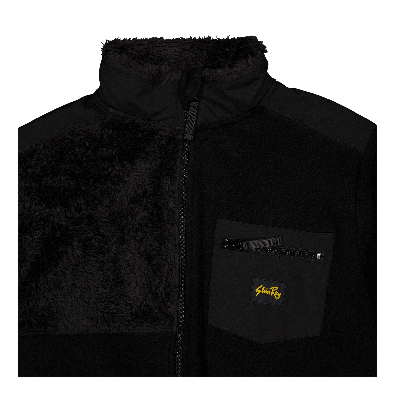 Patchwork Fleece Jacket Black