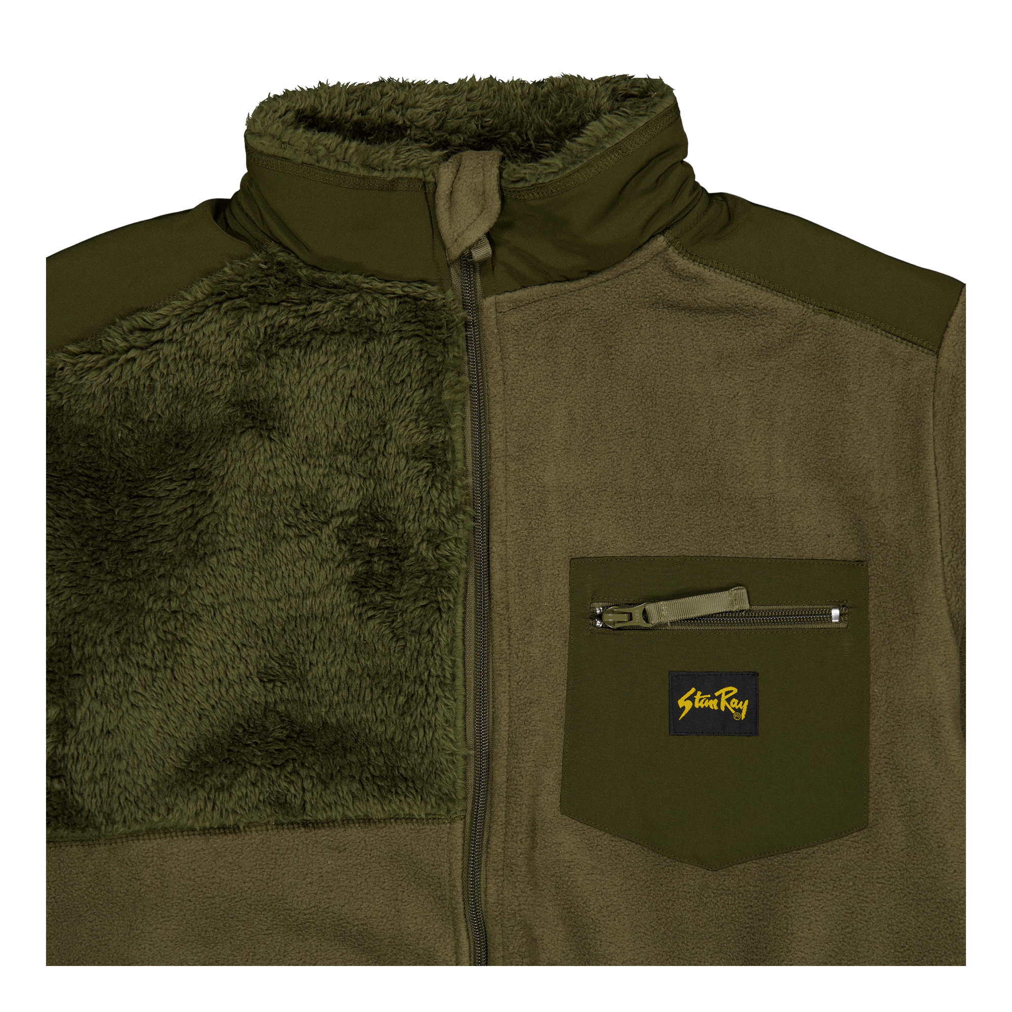 Patchwork Fleece Jacket Olive