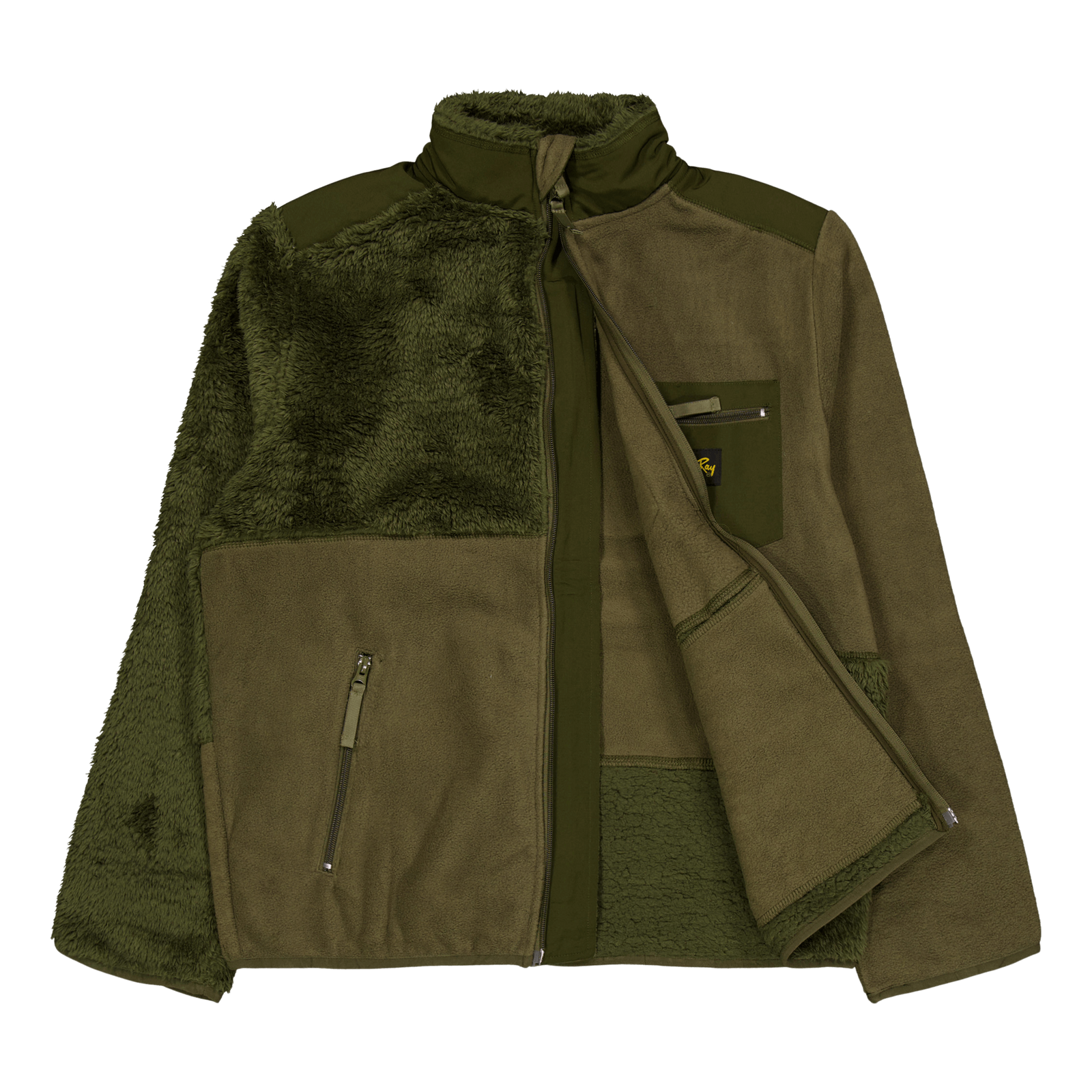 Patchwork Fleece Jacket Olive