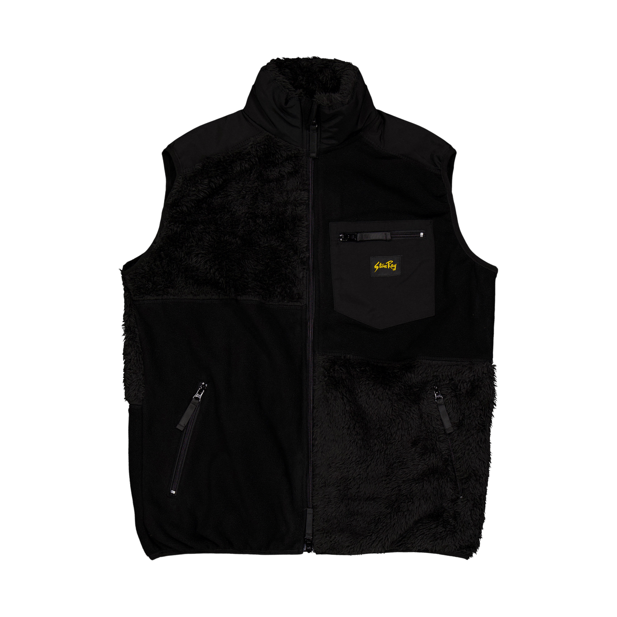 Patchwork Fleece Vest Black