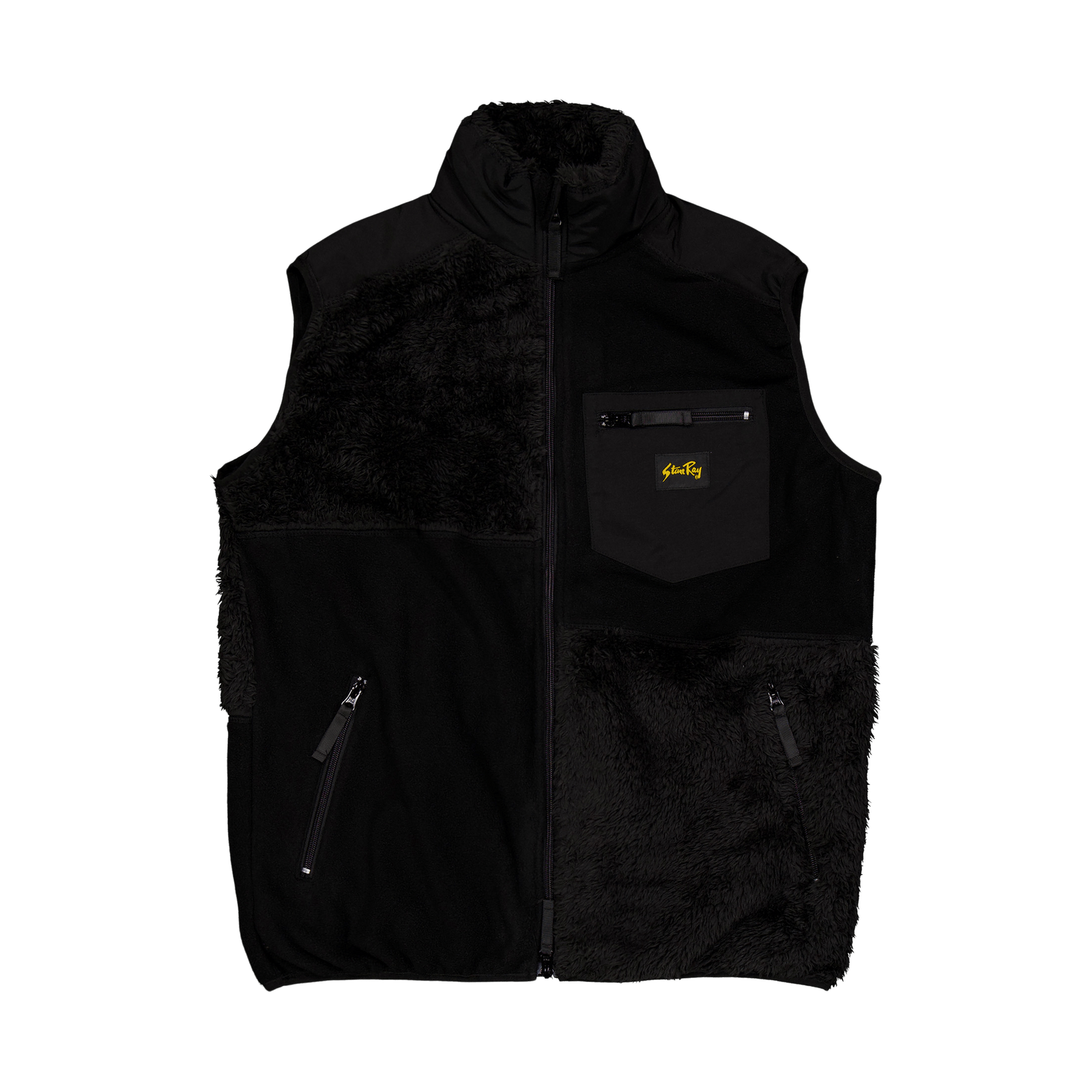 Patchwork Fleece Vest Black