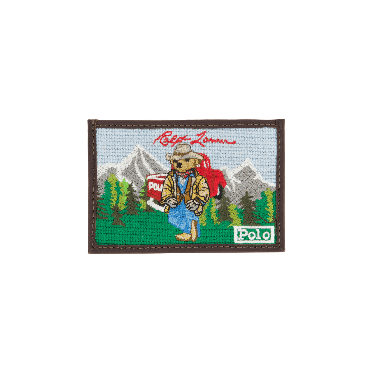 Polo Bear Western Needlepoint Card Case Multi