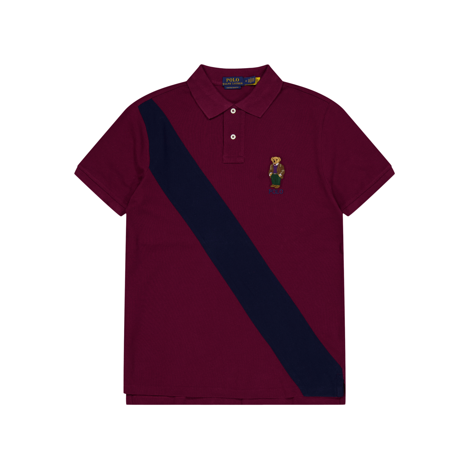 Custom Slim Fit Polo Bear Polo Shirt Fa23 Cls Wn/Crse Nvy Hrtg Bear