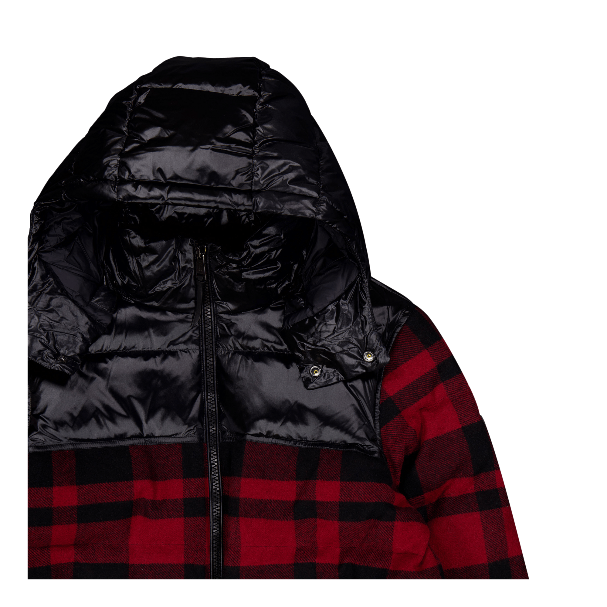 Water-Repellent Hybrid Down Jacket Polo Black/Holiday Check