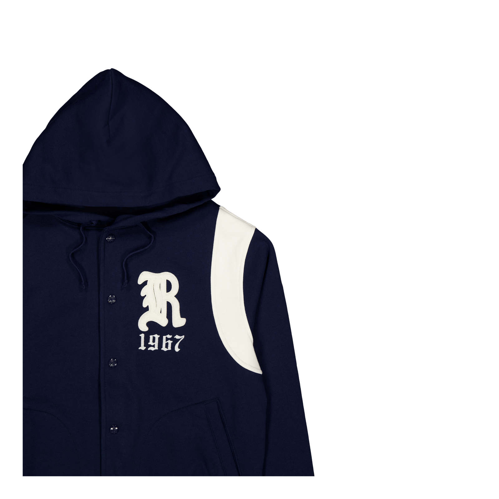 Fleece Hooded Baseball Jacket Cruise Navy/Clubhouse Cream