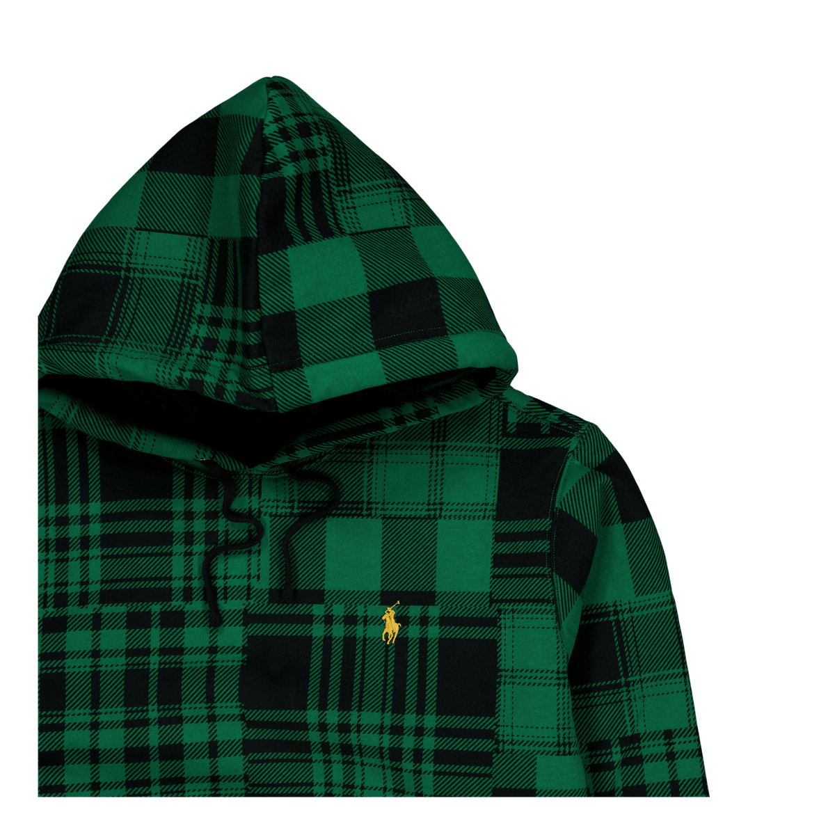 Plaid Pile Fleece Hoodie Athletic Green