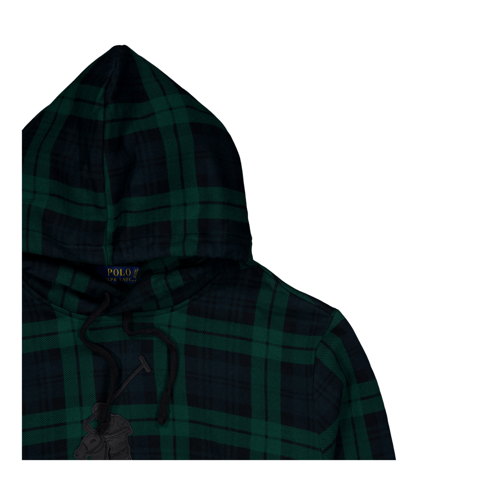 Leather Big Pony Plaid Fleece Hoodie Tartan
