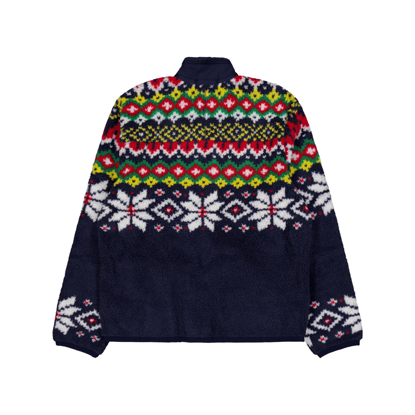 Fair Isle-Inspired Pile Fleece Jacket Cruise Navy Snowflake Fairisle