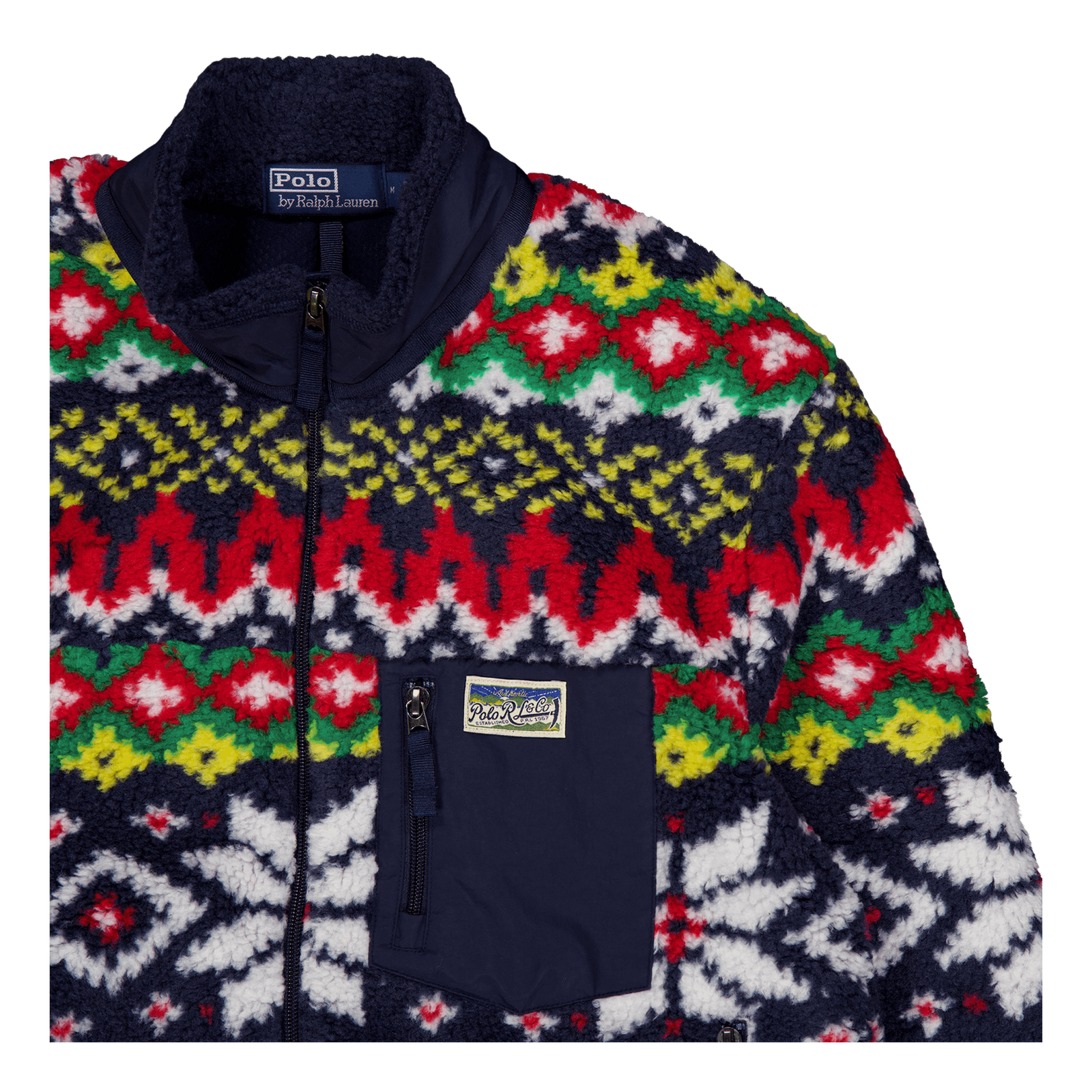 Fair Isle-Inspired Pile Fleece Jacket Cruise Navy Snowflake Fairisle