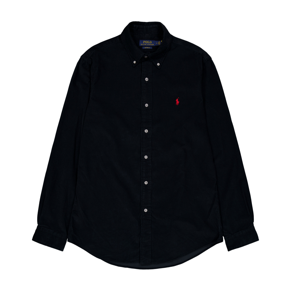 Custom Fit Corduroy Shirt Polo Black