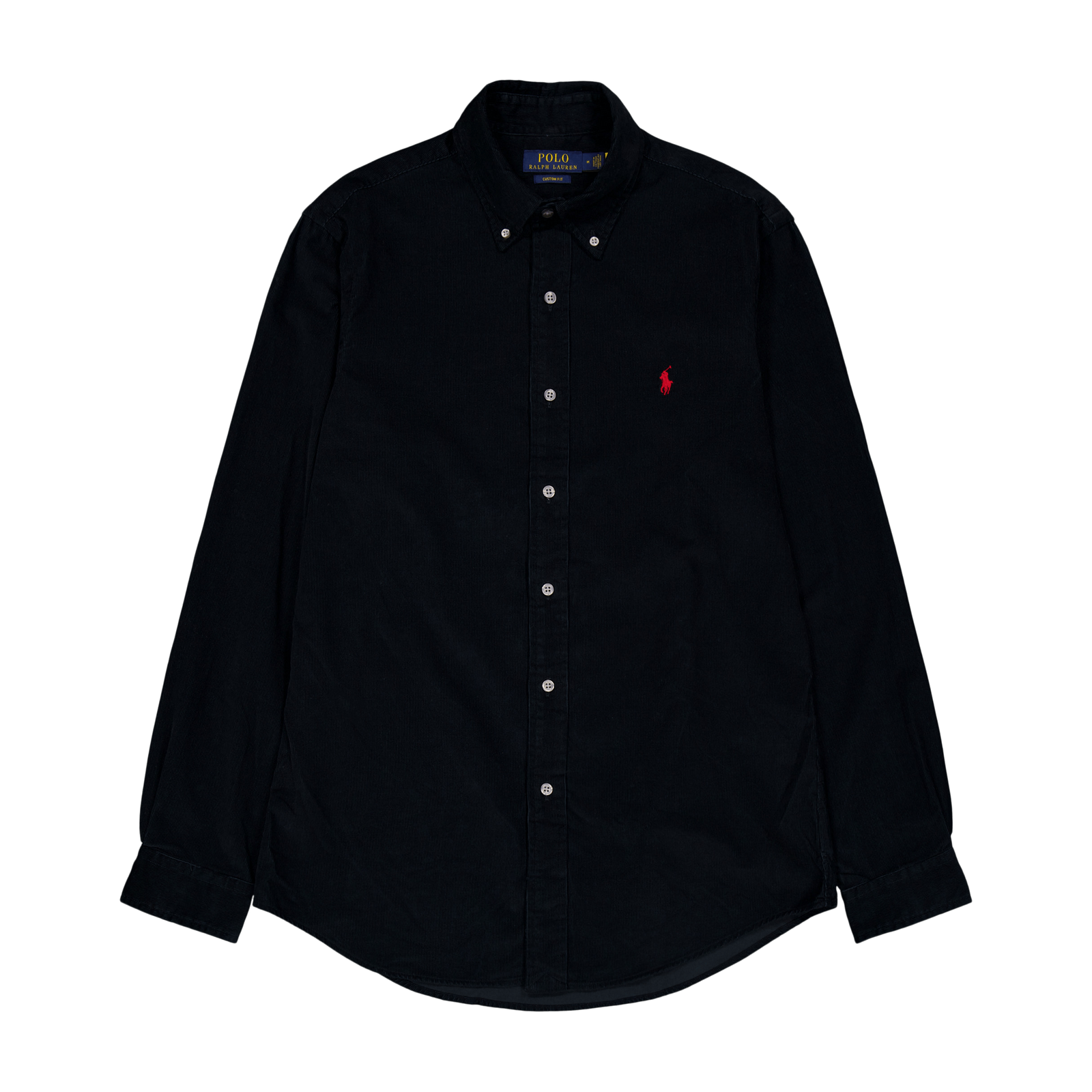 Custom Fit Corduroy Shirt Polo Black