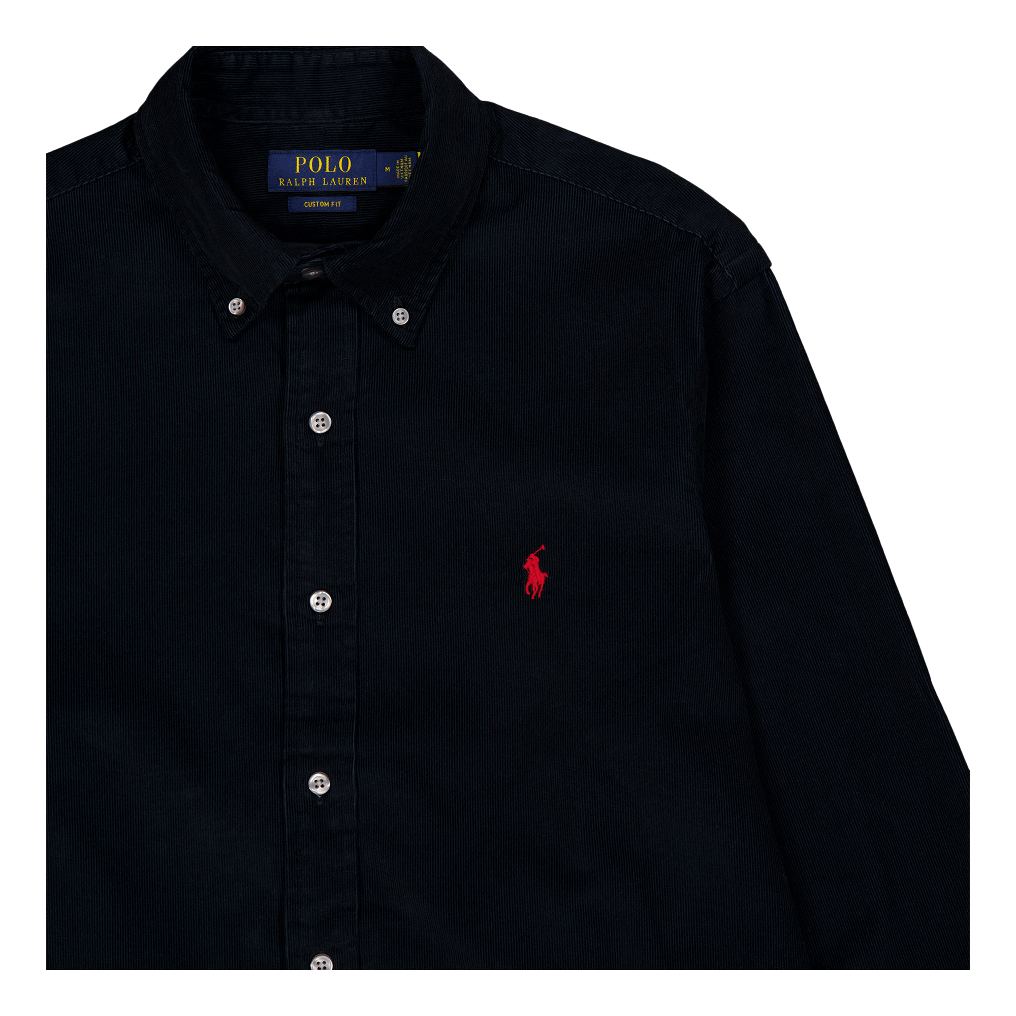 Custom Fit Corduroy Shirt Polo Black