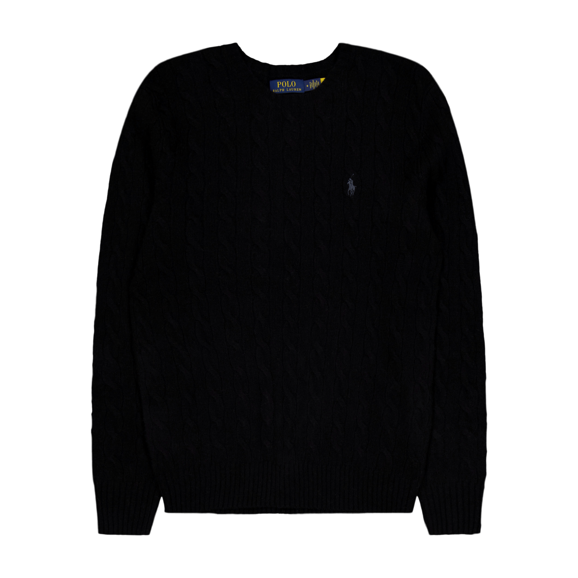 Polo Ralph Lauren Cable Knit Wool Cashmere Sweater Polo Black Caliroots